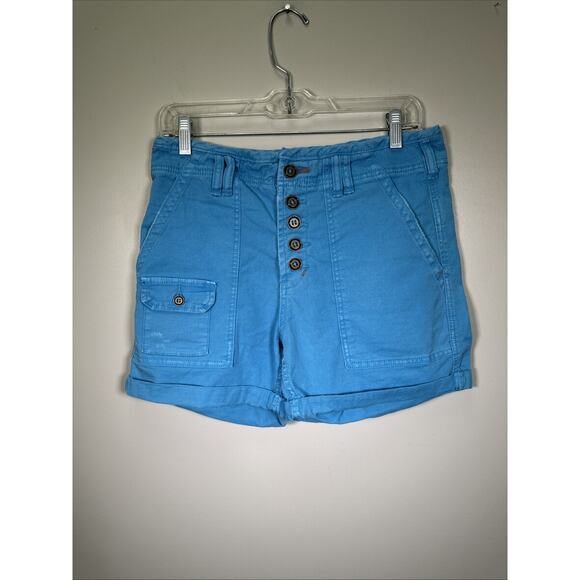 Anthropologie Shorts Womens‎ 28 Blue Cargo The Wanderer Button Fly Casual Preppy - Picture 1 of 7